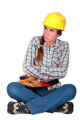 Female laborer blowing