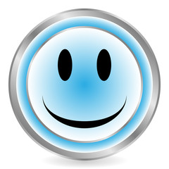 Smile face blue circle icon