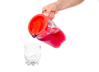 Decanter with a drink. Isolated on white background