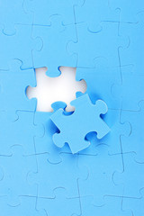 Blue puzzles closeup
