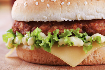 Cheeseburger with mayonnaise