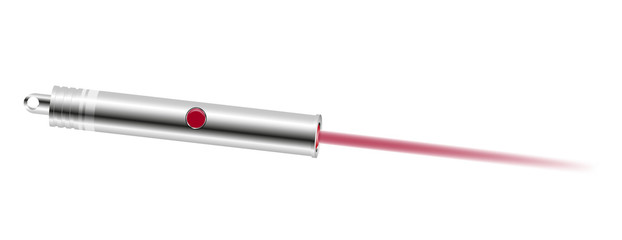 Laser pointer with red light - obrazy, fototapety, plakaty