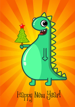 Dragon and Christmas tree