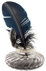 encrier à l'ancienne, plume de calligraphie