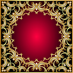 background frame with pearl and gold(en) pattern
