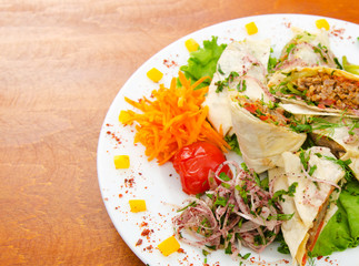 Kebab served in the plate