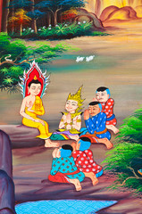 Obraz na płótnie Canvas Buddha art paint in public temple of Thailand