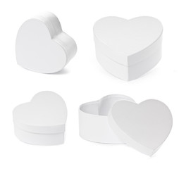 Set of heart shaped gift boxes with clipping path