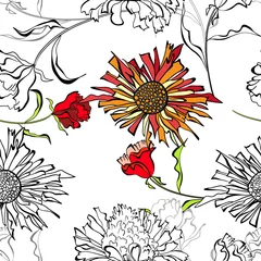 Papier Peint photo Fleurs abstraites Modèle sans couture avec des fleurs