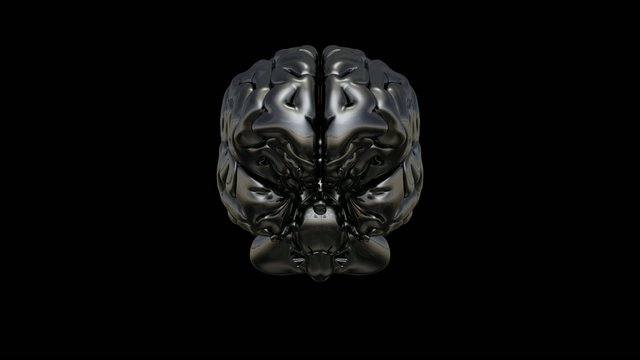 3D Chrome Brain 360&deg; Video auf Schwarz