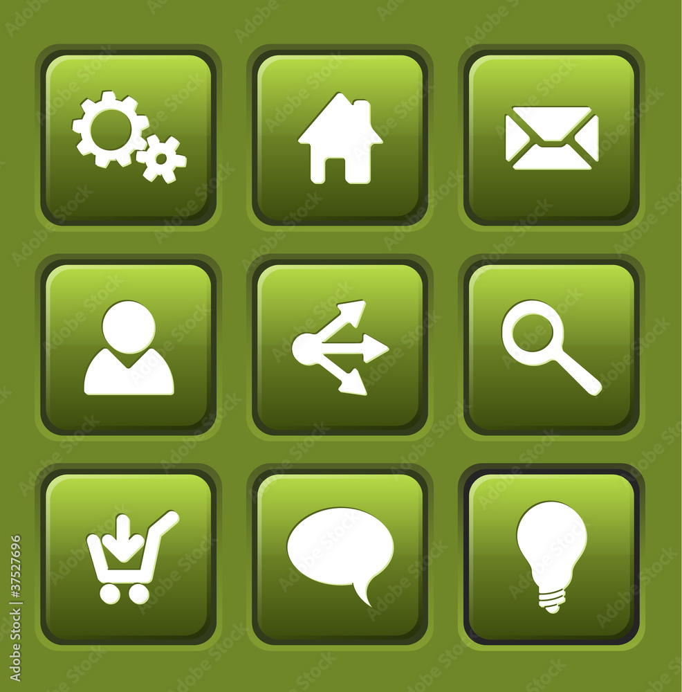 Poster set of green vector web square buttons