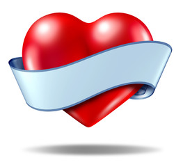 Obraz na płótnie Canvas Heart concept and love icon with a blank ribbon scroll