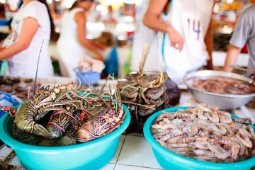 Cercles muraux Crustacés Seafood market