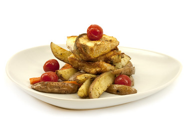 Fried fish and vegetables