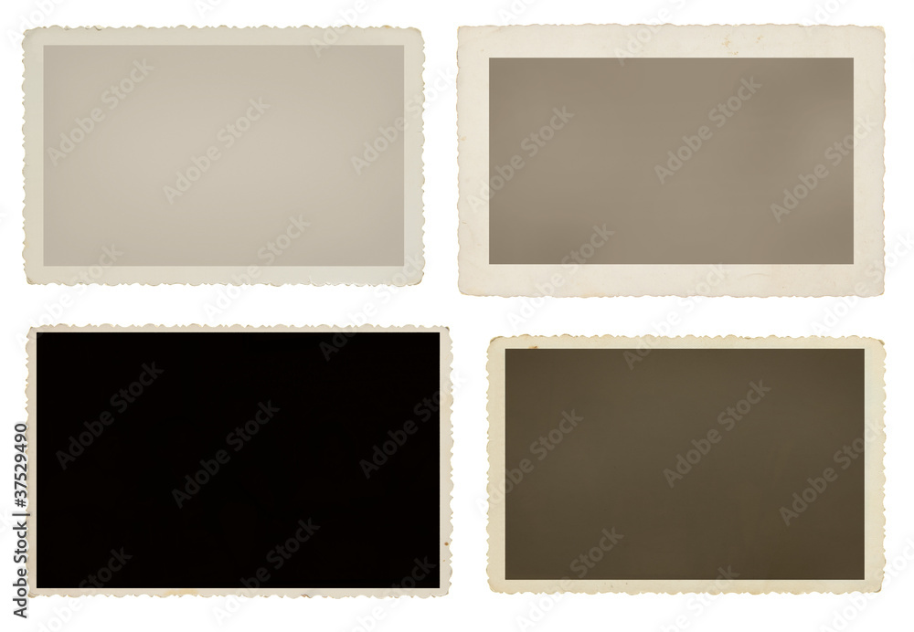 Poster set of four vintage blank picture frames with clipping paths