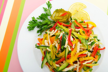 Delicious salad in the plate