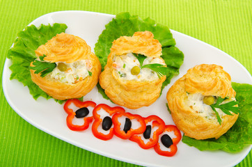 Russian salad served in profiterole