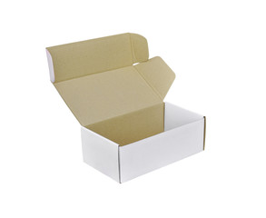 White paper box on white background