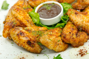 Chicken wings barbeque in the plate