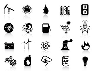 black energy icons set