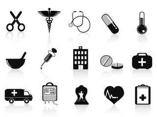 black medical icons set