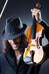 Gypsy violin player in studio