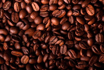 Grains of black coffee