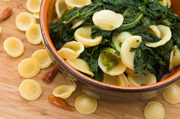 Orecchiette with turnip tops.