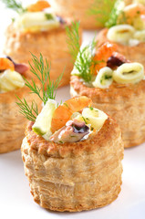 Blätterteigpastetchen mit Frischkäse und Frutti di mare