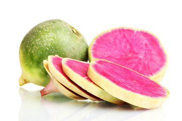 sliced radish isolated on white