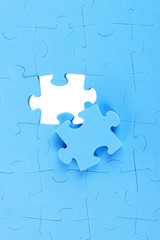 Fototapeta premium Blue puzzles closeup