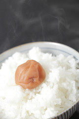 炊きたてご飯と梅干し