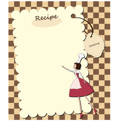 Blank recipe card with chef woman