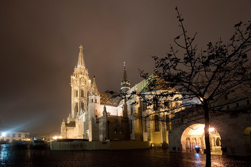 Budapest Matthias Church at night