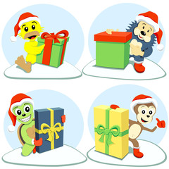 merry christmas cartoon animals
