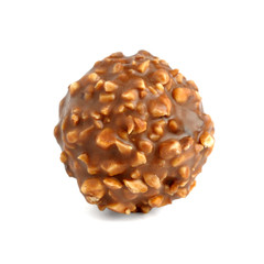 Chocolate candy with nuts isolated on white background