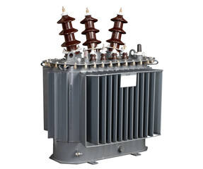 high-voltage transformer on a white background - obrazy, fototapety, plakaty