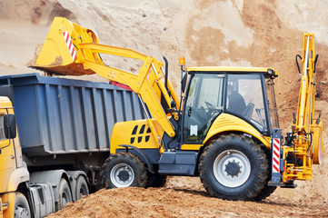 wheel loader excavator and tipper dumper