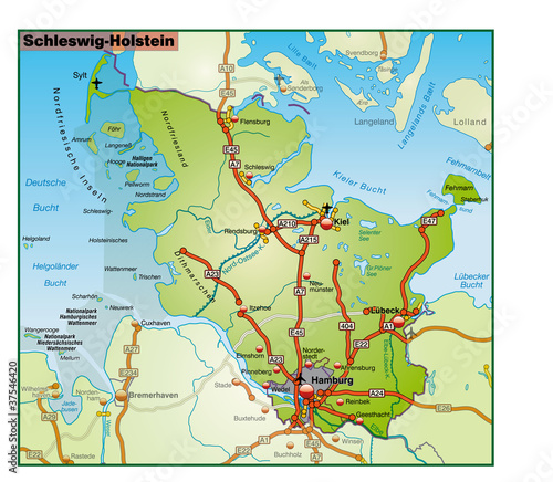 "Schleswig-Holstein_Umgebung_bunt" Stockfotos und lizenzfreie Vektoren
