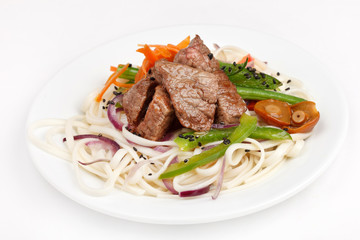 meat with vegetables and noodles
