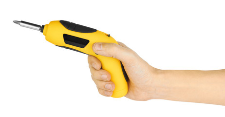 hand holding yellow screwdriver