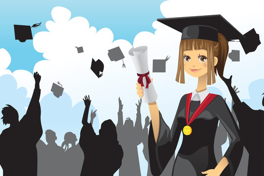 Graduation girl holding diploma
