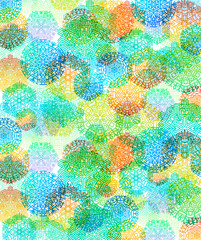 multi-colored snowflakes, abstract background