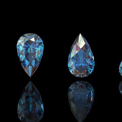 Pear. Collections of jewelry gems. Swiss blue topaz
