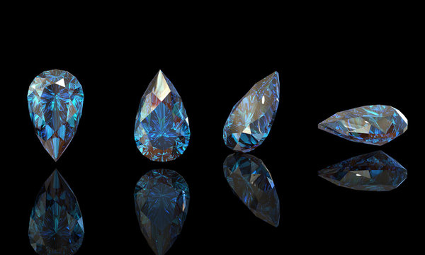 Pear. Collections of jewelry gems. Swiss blue topaz