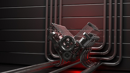 engine background V8 3d render high resolution