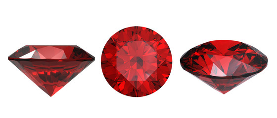 Round garnet isolated on white background. Gemstone