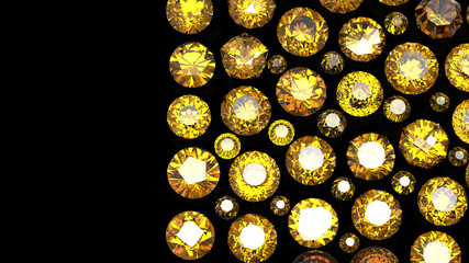 Round citrine isolated on black. Gemstone