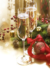 New Year Celebration. Two Champagne Glasses