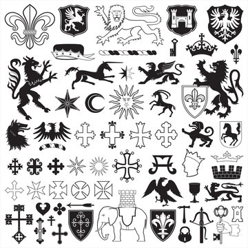 Heraldic symbols and crosses